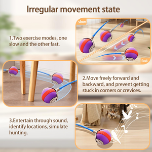 Modern Minimalist Automatic <b>Interactive</b> ABS Silicone <b>Cat</b> and Dog Play Mode PET <b>TOYS</b> USB Charger Rolling Ball for <b>Cats</b> Play Ball - Product Image 6