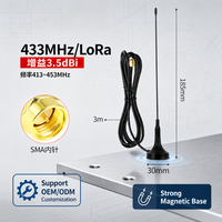 Antenne omnidirectionnelle à base magnétique LoRa UHF ISM 433 MHz 413-453 MHz 3,5 dBi verticale pour connecteur mâle pour passerelle LoRaWAN