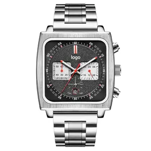 Luminous Men Chronograph Wrist Watches with Leather Strap Fashion Analog Business Quartz Watch