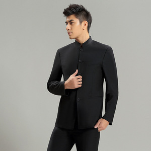 Traje de <span class=keywords><strong>Hombre</strong></span> con Cuello Mao 2024, Traje Slim para Novio, Padrino de Boda, Traje Estilo Chino, Traje Zhongshan - Product Image 3