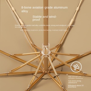 8-xương gấp ba lần Hướng dẫn sử dụng ô mặt trời với Bộ Xương vàng hợp kim nhôm cong xử lý chống mưa và chống UV - Product Image 6