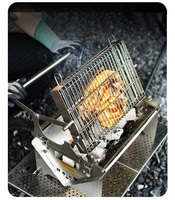 360 °   Barbecue rotatif d'extérieur en métal, gril pliant en acier inoxydable pour camping, pique-niques, fêtes sur la plage et usage domestique