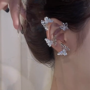 Boucles d'oreilles clips papillon en zircon étincelant style mode sans perçage pour femme, bijoux de fête, cadeaux, vente en gros - Product Image 5