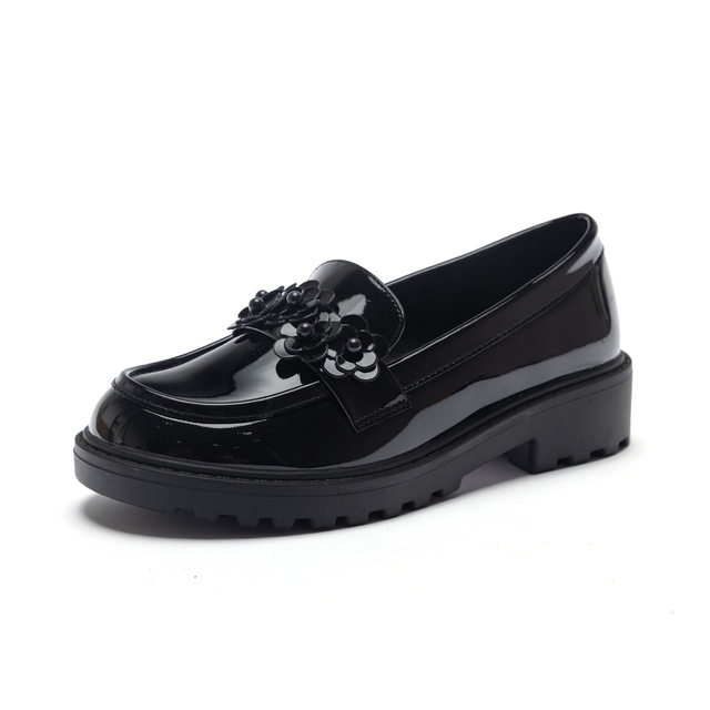 Girls School Uniform Casual Black Patent Leather Mary Jane Flats No Lacing Fashion Trend Shoes