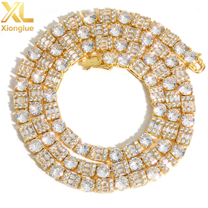 Top Custom GRA VVS Moissanite Bezel Set Geometric Tennis Necklace 18K Gold Plated 925 Silver Hip Hop <b>Iced</b> <b>Out</b> Pass Diamond Test - Product Image 1