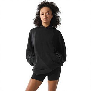 Sudadera con Capucha para Mujer, Diseño Asimétrico, Manga Larga, Transpirable, con Bolsillos, Oversize, Hombros Caídos, Felpa de Algodón - Product Image 1