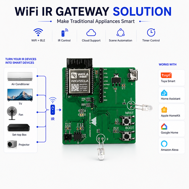 Wifi Module WiFi IR Gateway Solution for Smart Home Home Assistant MQTT OEM PCBA