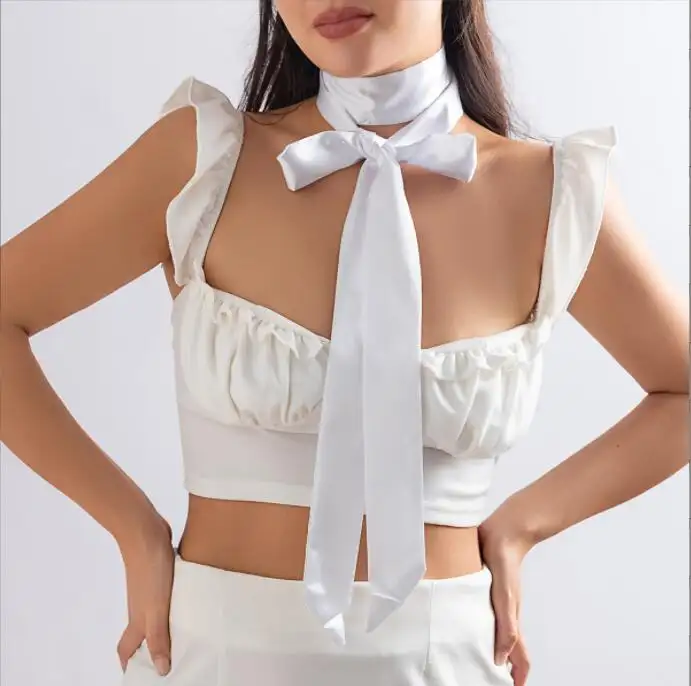 Elegante nastro papillon sciarpa collana a catena lunga per le donne Wed Bridal Gothic Bowknot girocollo regolabile gioielli Sexy quotidiani