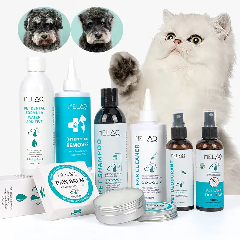 Haustiere reinigen Haustiere Geruchsabweisend beruhigendes Paw-Balsam Hunde Shampoo Duschgel Kreme für Klauen Katze Deodorant Flohspray Augenfleck-Entferner