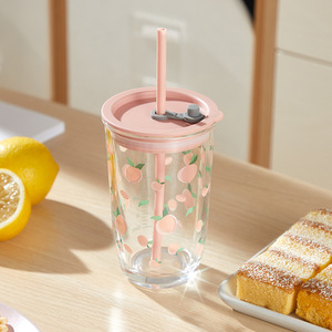 Gobelet à paille en verre personnalisé Hxglass, motif fruits, populaire sur Instagram, portable, <span class=keywords><strong>pour</strong></span> voyage, avec paille, <span class=keywords><strong>pour</strong></span> coffret cadeau commercial - Product Image 4