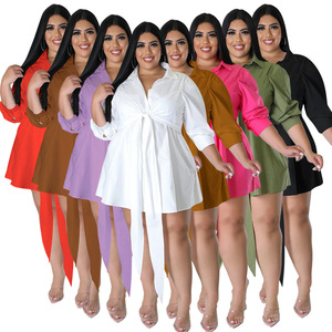 La maggior parte dei prodotti <span class=keywords><strong>Online</strong></span> più venduti abbigliamento femminile Sexy tinta unita cravatta abito camicia corta - Product Image 1
