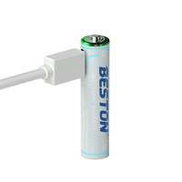 Baterai Isi Ulang USB-C BESTON 4-Pack AAA 1.5V Output Konstan 600mWh Li-ion dengan Kabel Pengisian 1-ke-2 Tersedia