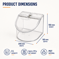 Boîte de présentation de bonbons en PET transparent de 6 L avec couvercle rabattable, porte-étiquettes, plateau d'échantillons pour supermarché, confiserie, comptoir de vente au détail