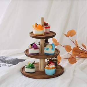 Supports multicouches pour gâteaux de mariage en acacia, présentoir en bois rond pour décoration de fête d'anniversaire, vente en gros - Product Image 5