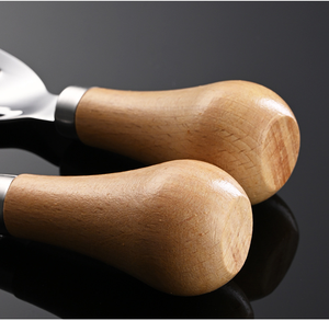 <span class=keywords><strong>Cubiertos</strong></span> portátiles de estilo occidental con mango corto y redondo de madera, acero inoxidable 304, logotipo grabado con láser, aptos para niños - Product Image 5