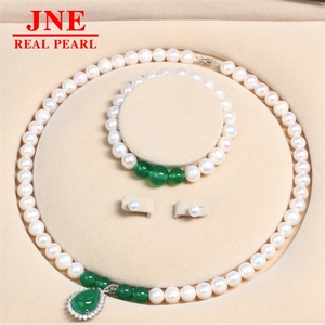 Natürliche Perlenkette 925 Silber Chalcedon Wassertropfen-Perlenkette Muttertagsgeschenk für Ältere Muttertag - Product Image 1
