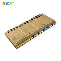 Blocs-notes autocollants multifonctionnels en bambou multicolores et règle pour étudiants - Papeterie personnalisable avec logo