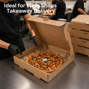 Caja de Pizza de Papel Kraft con Logotipo Personalizado, 10 Pulgadas, Apta para Alimentos, Plegable, para Llevar, Entrega de Pizza - Product Image 4