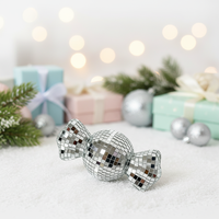Vente en gros d'ornements de Noël décoratifs modernes faits à la main de haute qualité, en forme de bonbons disco argentés effet miroir