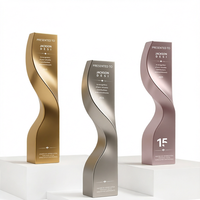 Plaques de trophées métalliques durables et écologiques, gravées par impression UV, silhouette élégante et moderne, pour reconnaissance d'entreprise