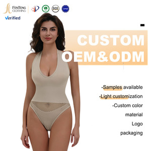 Dưới Lulu Tùy Chỉnh Cross-Biên Giới Jumpsuit Giảm Béo <span class=keywords><strong>C</strong></span>ơ Thể Hình Dệt Kim Tops Halterneck Hollow Thong Sexy Chặt Chẽ Kiểm Soát <span class=keywords><strong>C</strong></span>ông Ty - Product Image 4