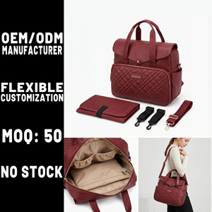 Bolsa de Pañales de Piel Sintética Personalizada OEM, Acolchada, Resistente al Agua, con Diseño Convertible y Artículos Esenciales para Mamá - Product Image 1