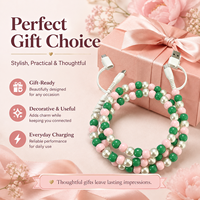 Kabel Pengisi Daya 4 in 1 Berhias Mutiara, Kabel Multi Charger USB Tipe C, Konektor Multi, Kabel Ponsel Warna-warni Bergaya Preppy