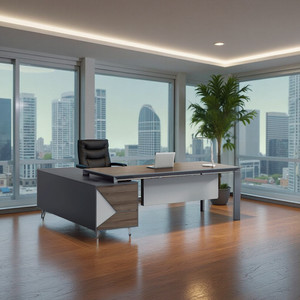 Modern Convertible MFC Small Executive <strong>Corner</strong> <strong>Desk</strong> with Organizer <strong>Compact</strong> Office Furniture - Product Image 4