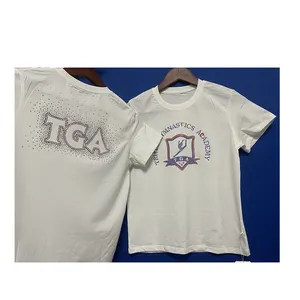 Factory Custom School Groups Clubs and Teams with rhinestone glitter transfer print logo T-shirts Wholesale