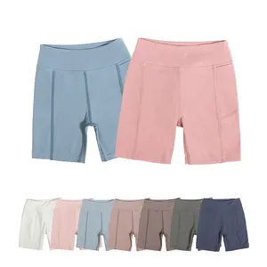 Private Label Sommer Kinder Kleidung Strick Nylon Spandex Atmungsaktiv Pink Blau Sport hose Mädchen Yoga Leggings