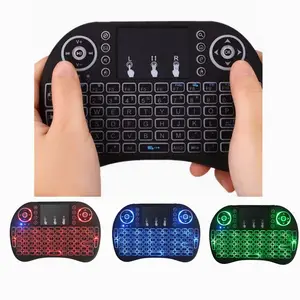 I8 mini teclado com touchpad, 7 cores retroiluminado 2.4g controle remoto sem fio para caixa de tv/tv/projetor/computador
