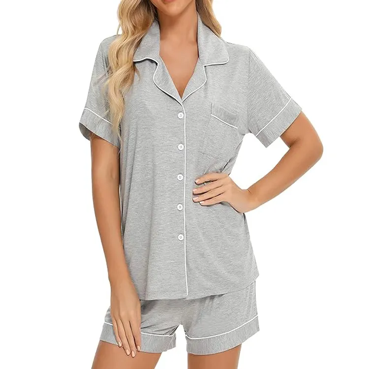 Pyjamas en jersey pour femme grande taille ensembles de pyjama pour femmes hommes ensemble de pyjama en coton personnalisé avec short