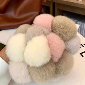 Thời Trang Cô Gái Đàn Hồi Bất Rex Thỏ Lông Scrunchie Tóc Sợi Dây Thừng Lông Thú Thật Đuôi Ngựa Chủ Tóc Sang Trọng Vòng Tóc Mùa Đông Phụ Kiện - Product Image 2