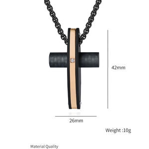 Designer Luxury Carbon Fiber <b>Cross</b> Christian Tarnish Free Waterproof Stainless Steel Fashion Jewelry Pendant Necklace for <b>Men</b> - Product Image 6