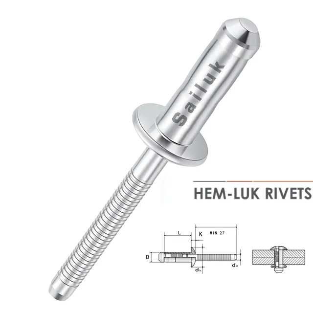 Professional manufacture solid stainless steel hem-luk rivets custom logo nipple rivets