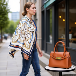 Foulard Quadrato Piccolo con Catena 70x70cm, Accessorio Moda Donna con Stampa Trendy - Product Image 2