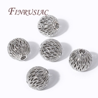 Perles d'espacement rondes creuses plaquées or 18 carats de haute qualité pour la fabrication de bracelets et de colliers, accessoires de bijoux DIY