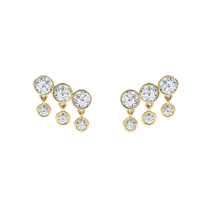 Boucles d'oreilles pendantes Gemnel en argent sterling 925 plaqué or avec turquoise et diamants flottants, collection de bijoux pour femmes - Product Image 3