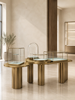Vitrine de présentation de bijoux en verre ronde personnalisée pour les acheteurs en gros, les bijouteries et les projets d'aménagement intérieur