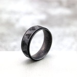 yunnique North European Vintage Men Stainless Steel <b>Ring</b> With Viking Triangle Symbol Geometric Design Hip Hop Style Gift Jewelry - Product Image 2