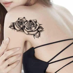 Tatuajes Temporales Personalizados al por Mayor, Resistentes al Agua, con Diseño de Rosas Negras Sexys, Multifuncionales - Product Image 2