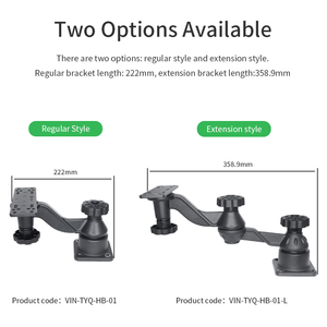 Vinmounts 6-Inch Aluminum Alloy Stainless Steel 360 Adjustable Eco-Friendly Fish Finder Swivel Arm Mount Black for Ocean Boat - Product Image 5