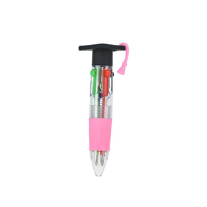 Stylo quatre couleurs à bouton-poussoir motif dessin animé mignon, design chapeau de diplômé multicolore, mini stylo transparent créatif quatre couleurs, vente chaude - Product Image 6