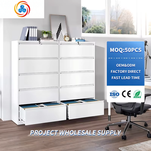 Archivador Lateral de Acero Blanco de 5 Cajones, Muebles de Oficina para Organización de Archivos - Product Image 1