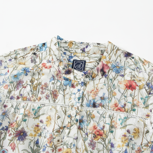 Blusa de Algodón sin Mangas para Mujer, con Estampado Dulce Premium, Estilo Popelina, con Volantes Florales, Cuello con Botones, Informal, Elegante, para Fiestas de Verano - Product Image 1