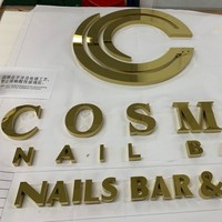 Lettres accrocheuses en acier inoxydable miroir doré poli 3d Led Shop Wall Logo Sign