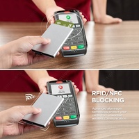 Pemasok Guangzhou Otomatis Minimalis Bisnis Dorong Keluar Tempat Kartu Logam Rfid Pemegang Kartu Dompet Aluminium