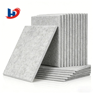 Tuile acoustique carrée auto-adhésive en PET, bord biseauté à 45°, ignifuge, NRC 0.9, insonorisante, décoration murale, panneau en feutre à coller soi-même - Product Image 1