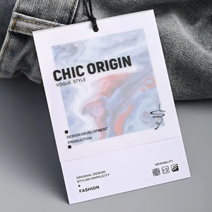 High Quality Customized Fabric Clothing <b>Tags</b> Embossed Hanging Rope Label for Garments With Offset Custom Printing - Product Image 4