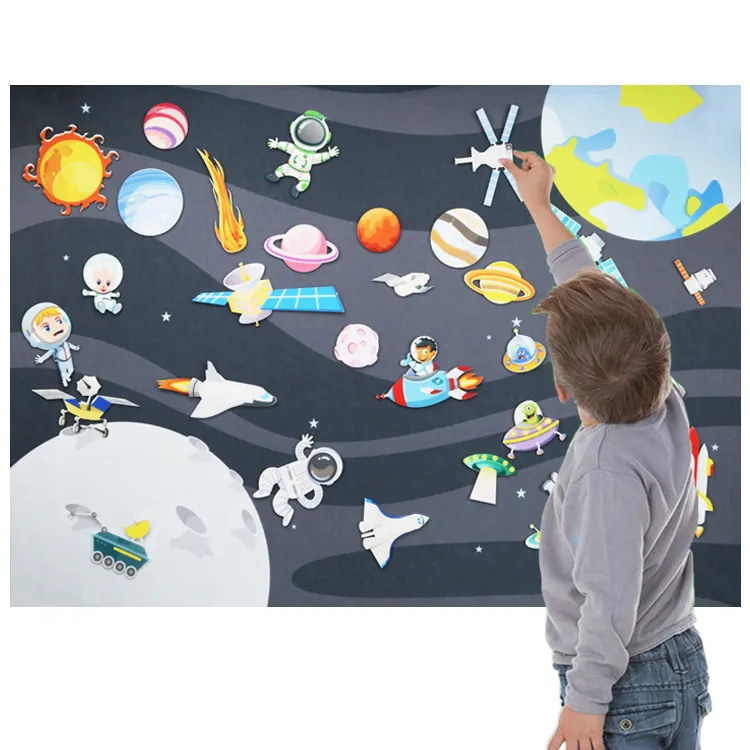 New Product 2021 Unique Children Educational Toys Planet Solar System Toy For Kids Montessori Felt Flannel Busy Board